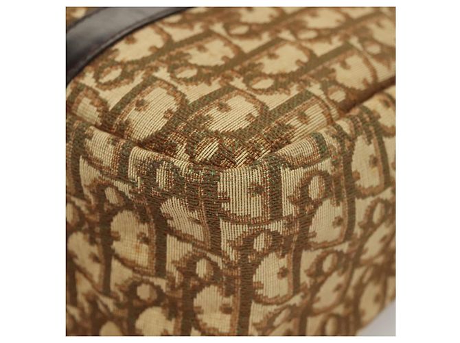 Bolsa de mão em lona Trotter Christian Dior marrom ouro Auth 120616 Dourado - vista 16