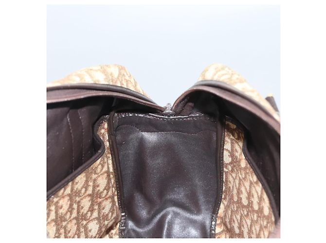 Bolsa de mão em lona Trotter Christian Dior marrom ouro Auth 120616 Dourado - vista 19