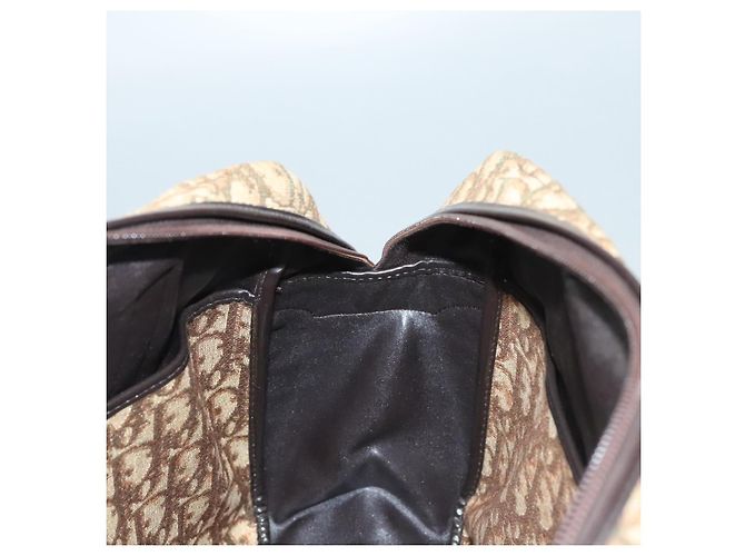 Bolsa de mão em lona Trotter Christian Dior marrom ouro Auth 120616 Dourado - vista 20