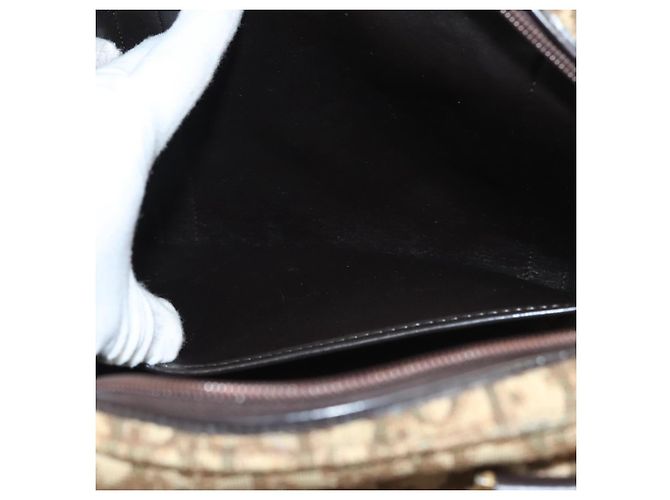 Bolsa de mão em lona Trotter Christian Dior marrom ouro Auth 120616 Dourado - vista 21
