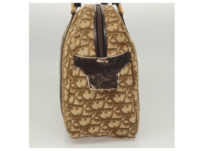 Bolsa de mão em lona Trotter Christian Dior marrom ouro Auth 120616 Dourado - vista 3