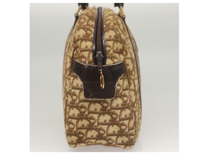 Bolsa de mão em lona Trotter Christian Dior marrom ouro Auth 120616 Dourado - vista 4