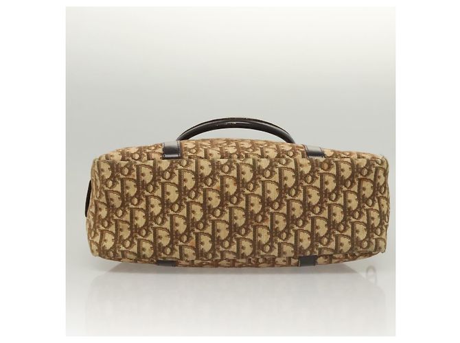 Bolsa de mão em lona Trotter Christian Dior marrom ouro Auth 120616 Dourado - vista 5