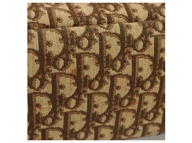 Bolsa de mão em lona Trotter Christian Dior marrom ouro Auth 120616 Dourado - vista 6