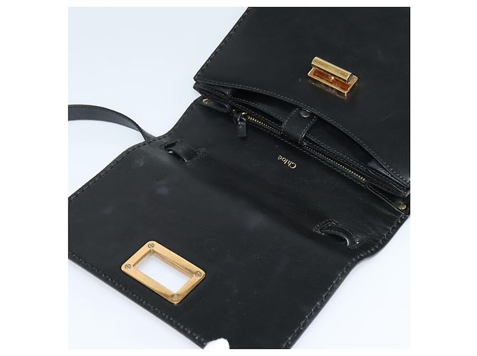 Chloé Borsa a Spalla Chloe in Pelle Nera Oro Auth 123811 Nero D'oro - vista 10