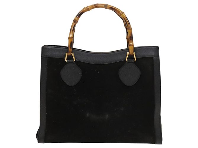 Bamboo Borsa a mano GUCCI in bambù in suede nero e oro Auth mr1297 D'oro - vista 13