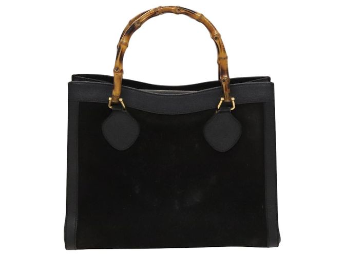 Bamboo Borsa a mano GUCCI in bambù in suede nero e oro Auth mr1297 D'oro - vista 2