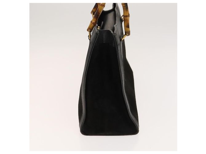 Bamboo Borsa a mano GUCCI in bambù in suede nero e oro Auth mr1297 D'oro - vista 3
