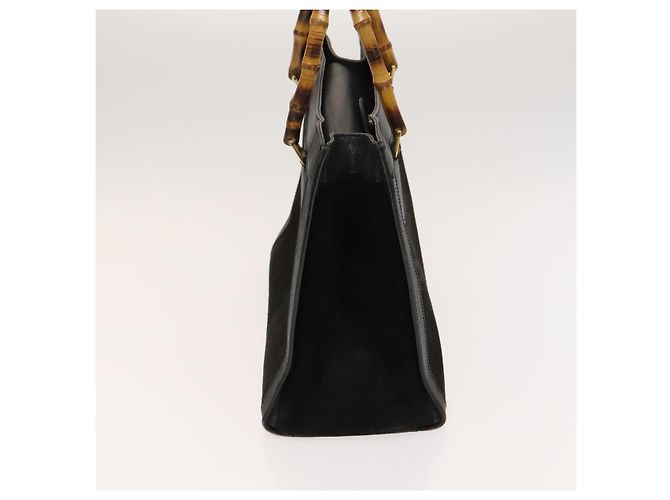 Bamboo Borsa a mano GUCCI in bambù in suede nero e oro Auth mr1297 D'oro - vista 4