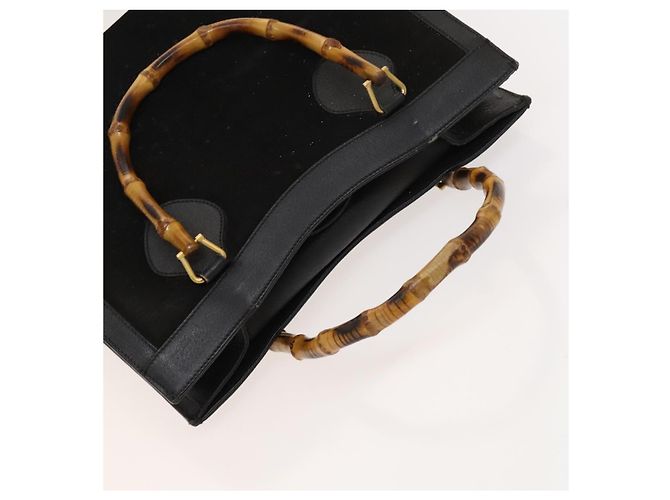 Bamboo Borsa a mano GUCCI in bambù in suede nero e oro Auth mr1297 D'oro - vista 6