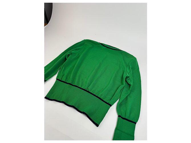 Vintage Yves Saint Laurent Rundhalspullover grün schwarz M - Ansicht 15