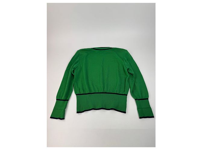 Vintage Yves Saint Laurent Rundhalspullover grün schwarz M - Ansicht 4