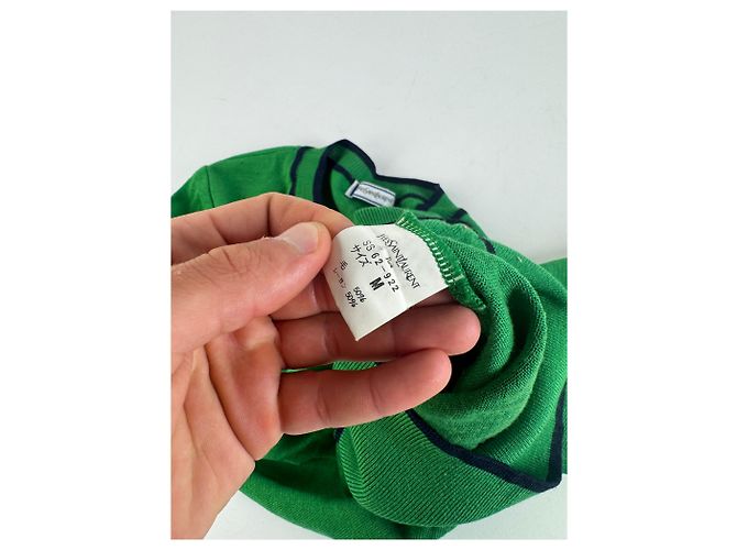 Vintage Yves Saint Laurent Rundhalspullover grün schwarz M - Ansicht 7