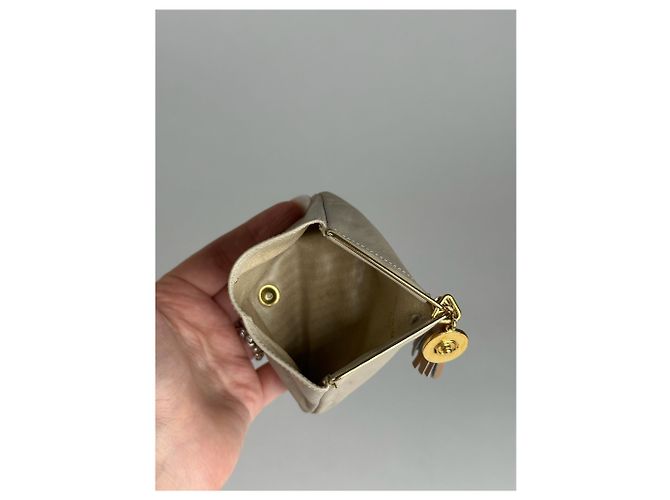 Céline Vintage Celine Leather Card Holder Beige - view 3