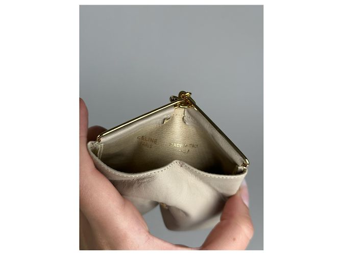 Céline Vintage Celine Leather Card Holder Beige - view 4