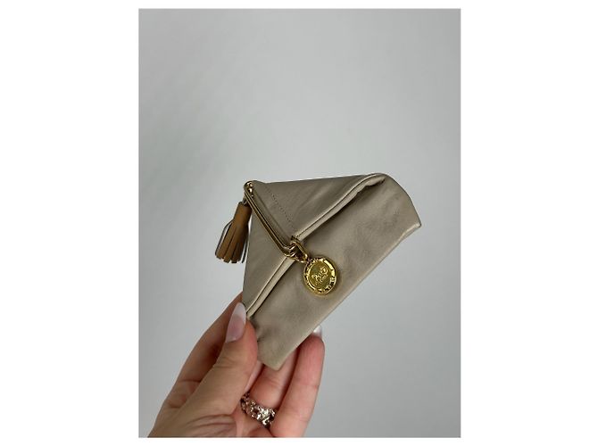 Céline Vintage Celine Leather Card Holder Beige - view 5