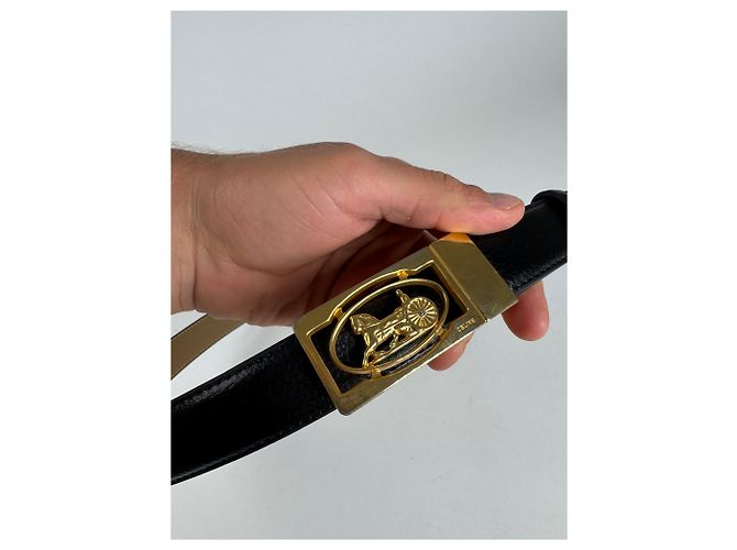 Céline Vintage Celine Paris Leder Gürtel Schwarz - Ansicht 5