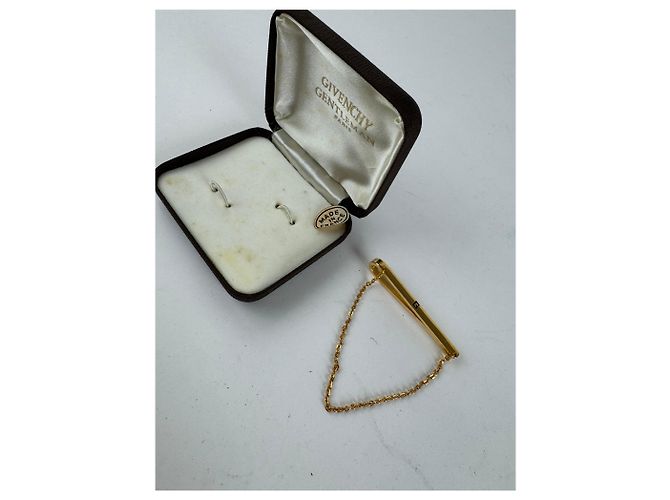 Cravatta vintage Givenchy Money Clap dorata D'oro - vista 2