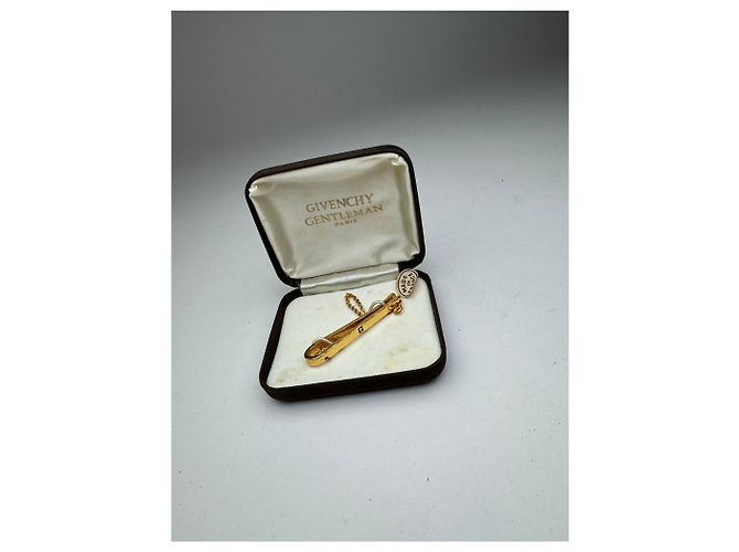 Cravatta vintage Givenchy Money Clap dorata D'oro - vista 3