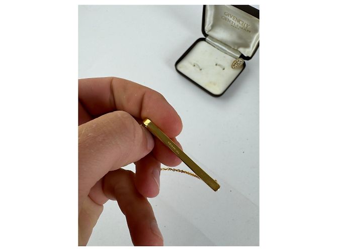 Cravatta vintage Givenchy Money Clap dorata D'oro - vista 5