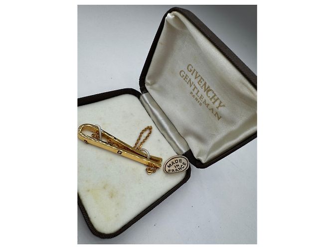 Cravatta vintage Givenchy Money Clap dorata D'oro - vista 8