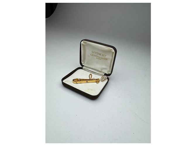 Cravatta vintage Givenchy Money Clap dorata D'oro - vista 9