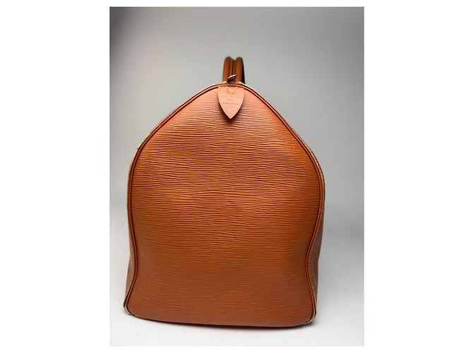 Keepall Borsa da viaggio vintage Louis Vuitton in pelle EPI marrone arancione - vista 10