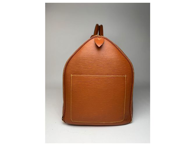 Keepall Borsa da viaggio vintage Louis Vuitton in pelle EPI marrone arancione - vista 12