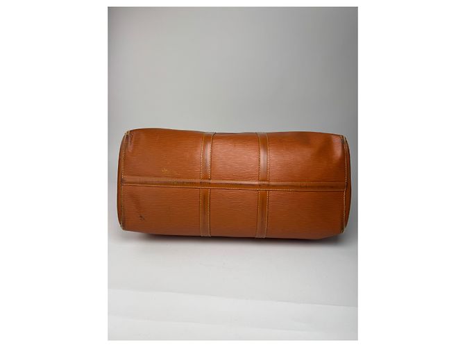 Keepall Borsa da viaggio vintage Louis Vuitton in pelle EPI marrone arancione - vista 7