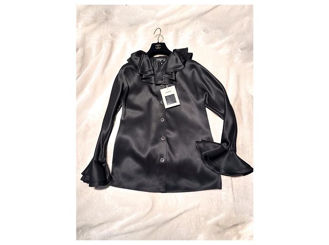 Chanel Haute Couture Bluse S Schwarz - Ansicht 2