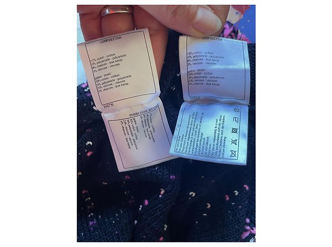 Conjunto Chanel de tweed com crop top e mini short rosa Multicor - vista 10