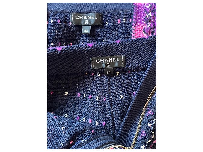 Conjunto Chanel de tweed com crop top e mini short rosa Multicor - vista 8
