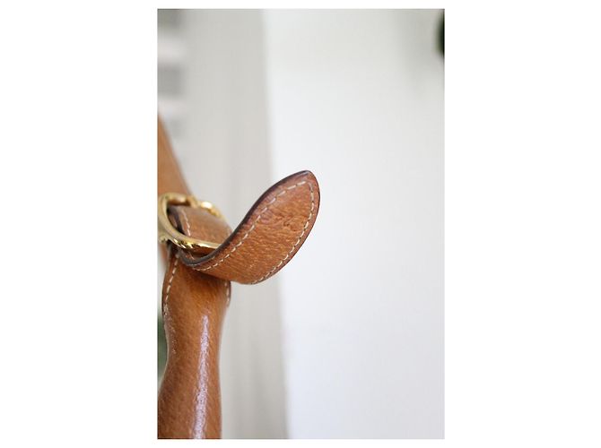 Bolso de mano Hermès Trim de lona beige y cuero camello - vista 8