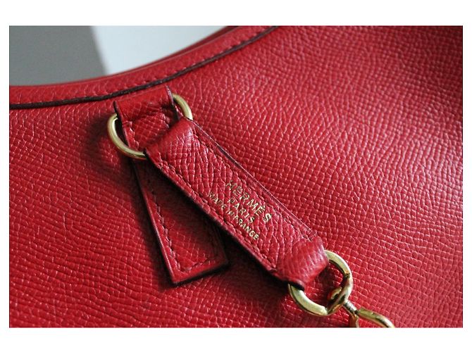 Borsa a mano Hermès Trim in pelle rossa granulata con finiture oro Rosso - vista 11