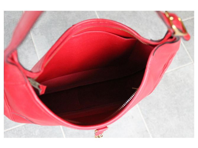 Borsa a mano Hermès Trim in pelle rossa granulata con finiture oro Rosso - vista 12