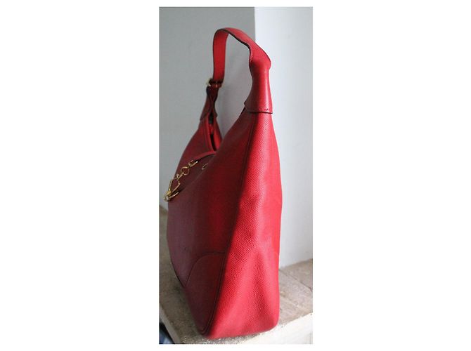 Borsa a mano Hermès Trim in pelle rossa granulata con finiture oro Rosso - vista 3