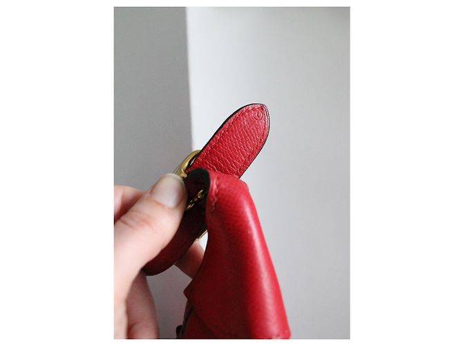 Borsa a mano Hermès Trim in pelle rossa granulata con finiture oro Rosso - vista 6