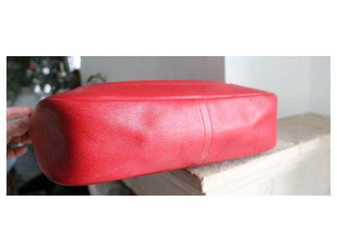 Borsa a mano Hermès Trim in pelle rossa granulata con finiture oro Rosso - vista 7