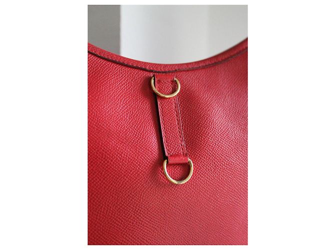Borsa a mano Hermès Trim in pelle rossa granulata con finiture oro Rosso - vista 9