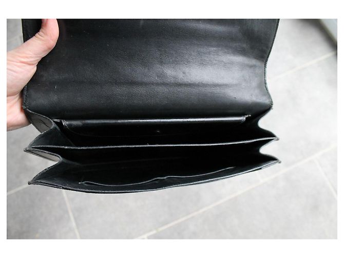 Borsa a mano Hermès Engrenage in pelle box nera Blu navy - vista 12