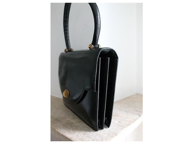 Borsa a mano Hermès Engrenage in pelle box nera Blu navy - vista 5