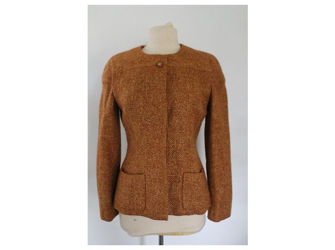 Jaqueta Chanel de lã e viscose laranja - vista 3