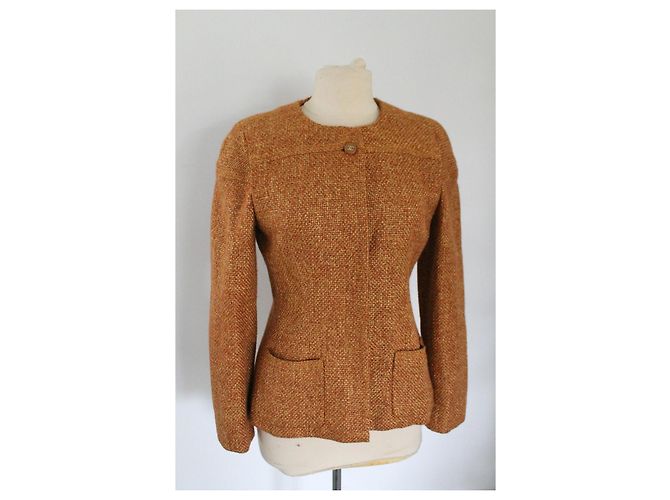 Jaqueta Chanel de lã e viscose laranja - vista 4