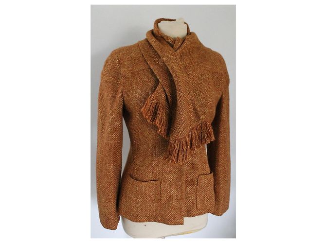 Jaqueta Chanel de lã e viscose laranja - vista 5