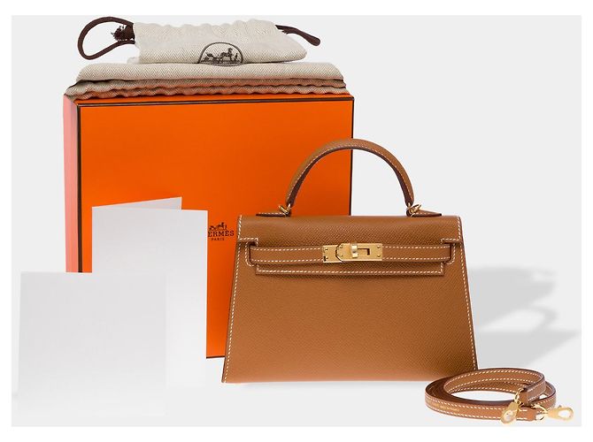 Hermès Sac HERMES Kelly Mini en Cuir Doré - 102662 - vue 3