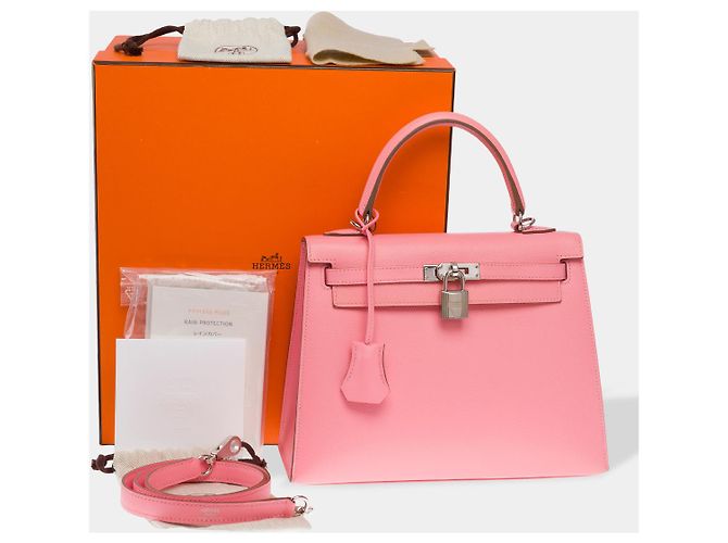 Hermès Sac HERMES Kelly 25 en Cuir Rose - 102663 - vue 3