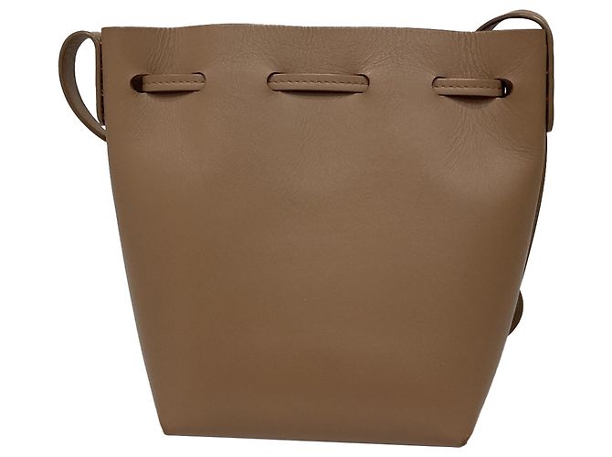 Sac seau mini Mansur Gavriel en cuir beige - vue 4