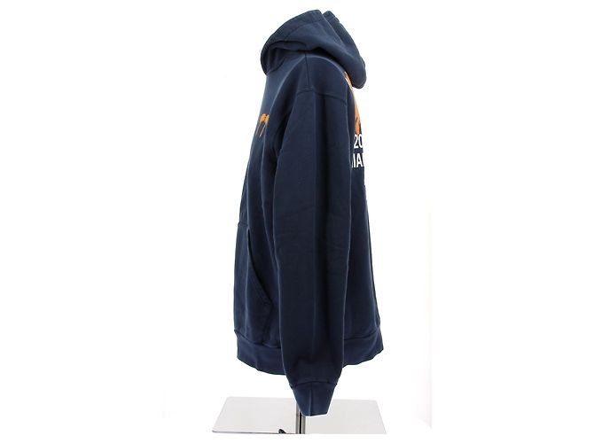 Moletom com capuz Palm Angels azul marinho com padrões - vista 3