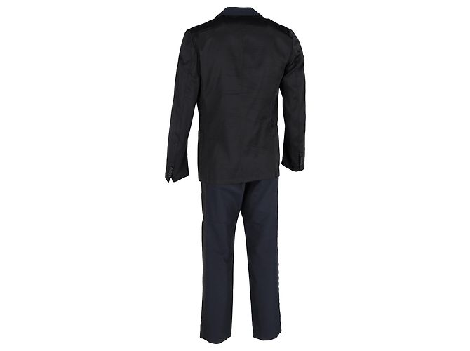 Completo color-block Dries Van Noten in cotone blu e nero Blu navy - vista 3