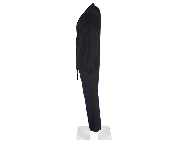 Completo color-block Dries Van Noten in cotone blu e nero Blu navy - vista 5